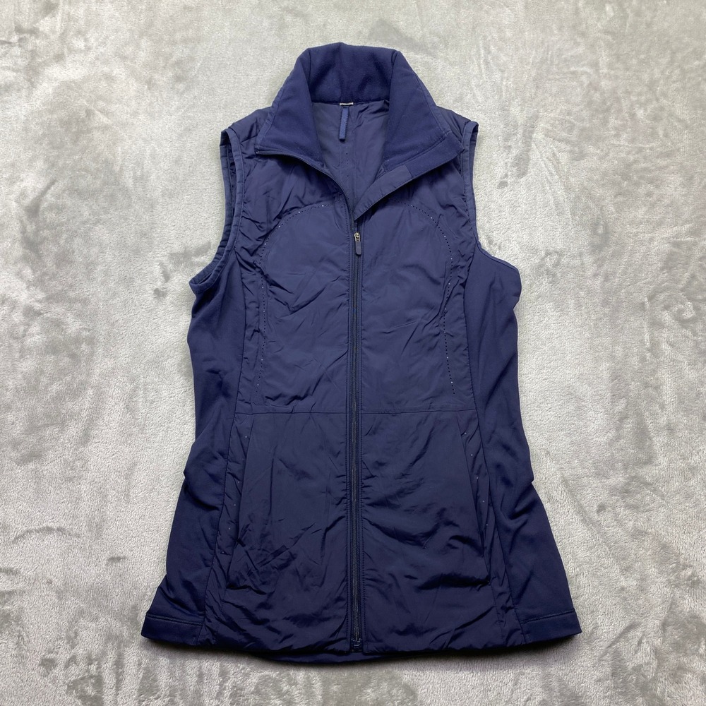Lululemon Run For Cold Vest Primaloft Full Zip Athletic Navy Blue Womens Size 4